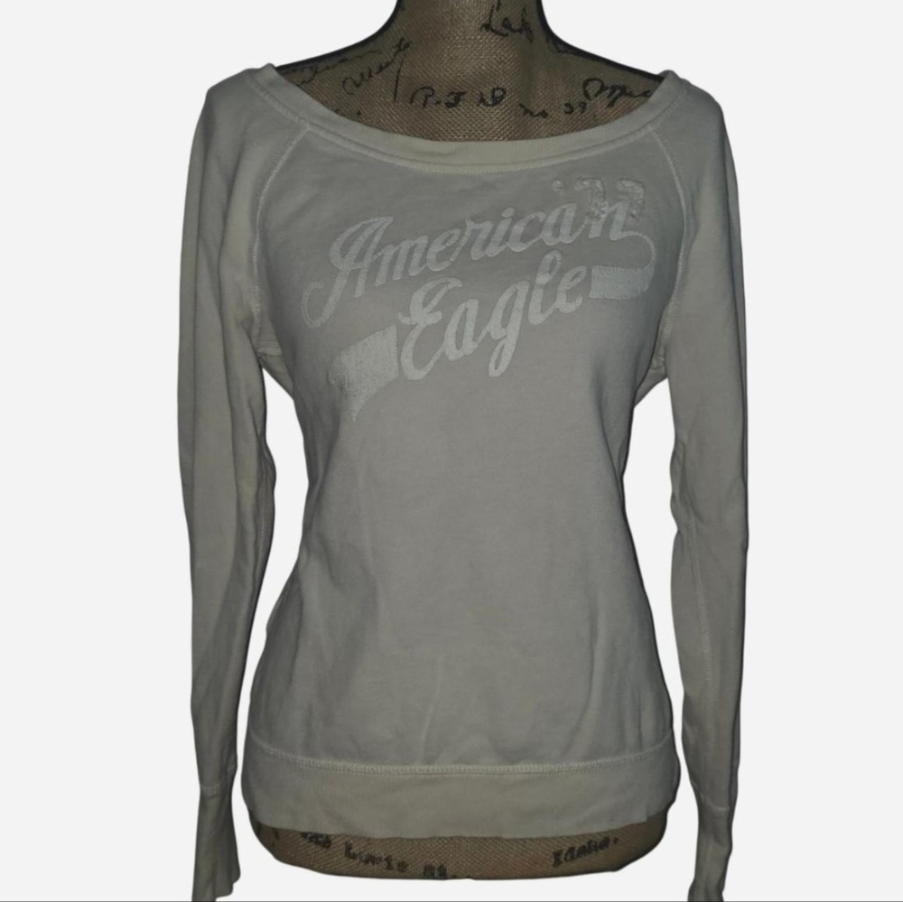 AMERICAN EAGLE Y2K Sweater Cream Ivory Preppy Coquette Aesthetic Size Medium